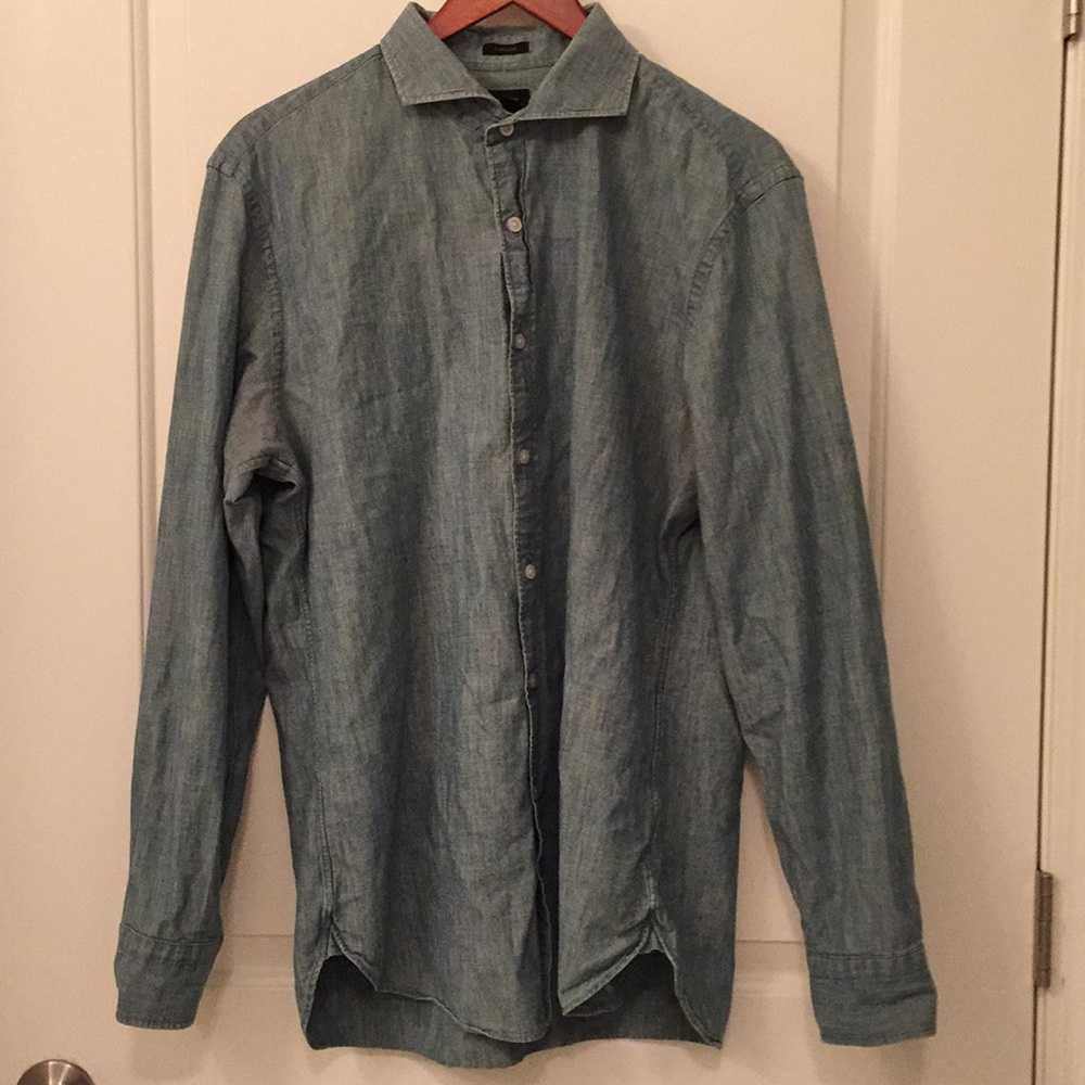 J.Crew chambray/jean button down. Size L.